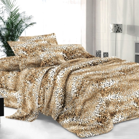 Комплект постельного белья, сатин, рисунок леопард